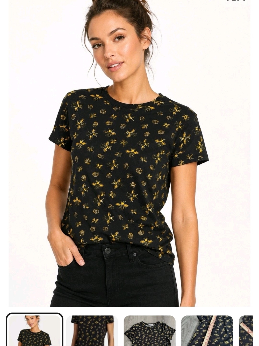 Alice + Olivia Black Tee with Embellished bees